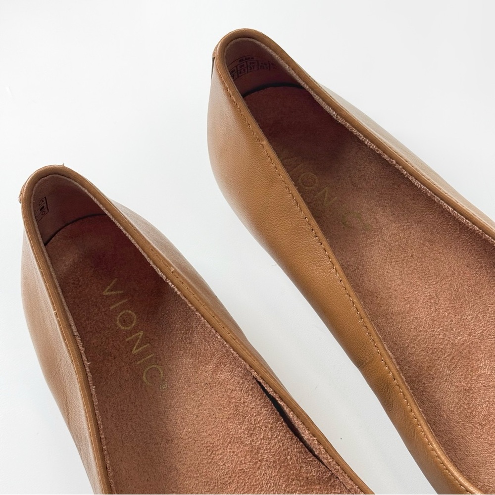 NEW Vionic Klara Camel Flats Square Toe Ballerina Flats Leather Minimal Modern - Picture 7 of 12